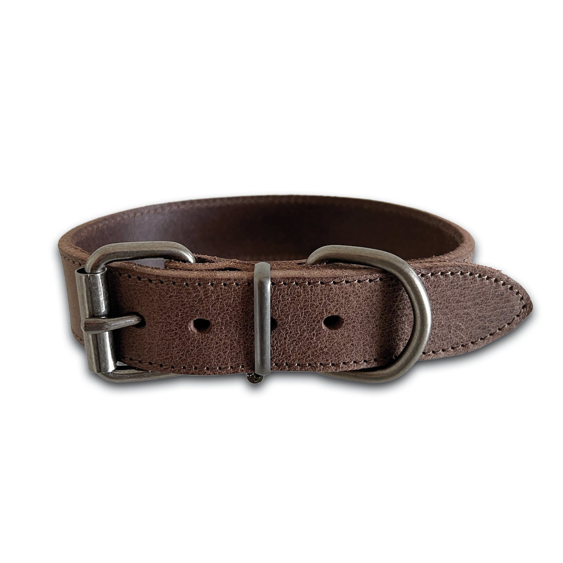 Halsband hond met naam bruin 
