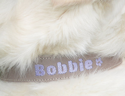 Dribbel Halsband Met Naam Taupe