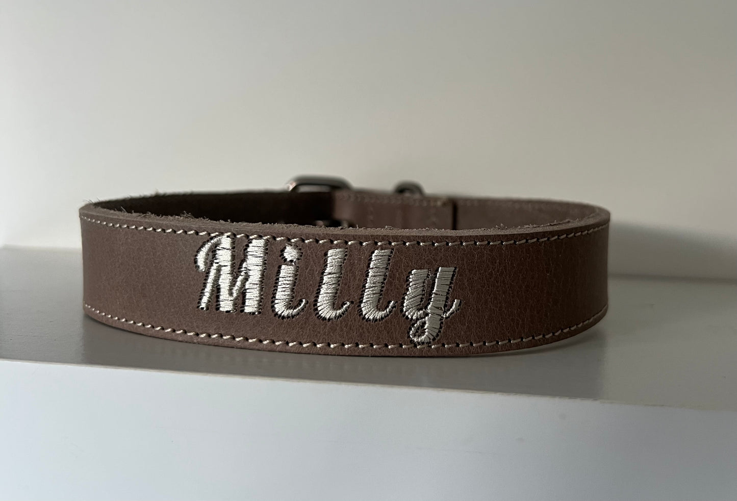 Dribbel Halsband Met Naam Bruin